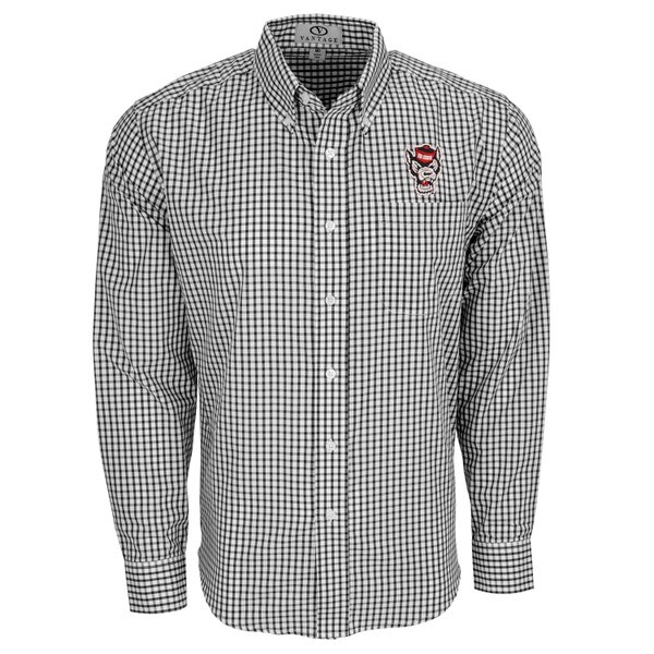 Black/White Men's Gingham Button Do